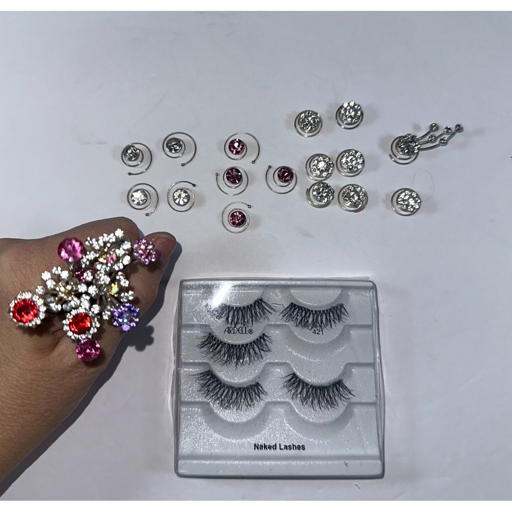 Lot of Rhinestone Hair Pins Cheer Dance Wedding HOCO Accessories False Lashes‎